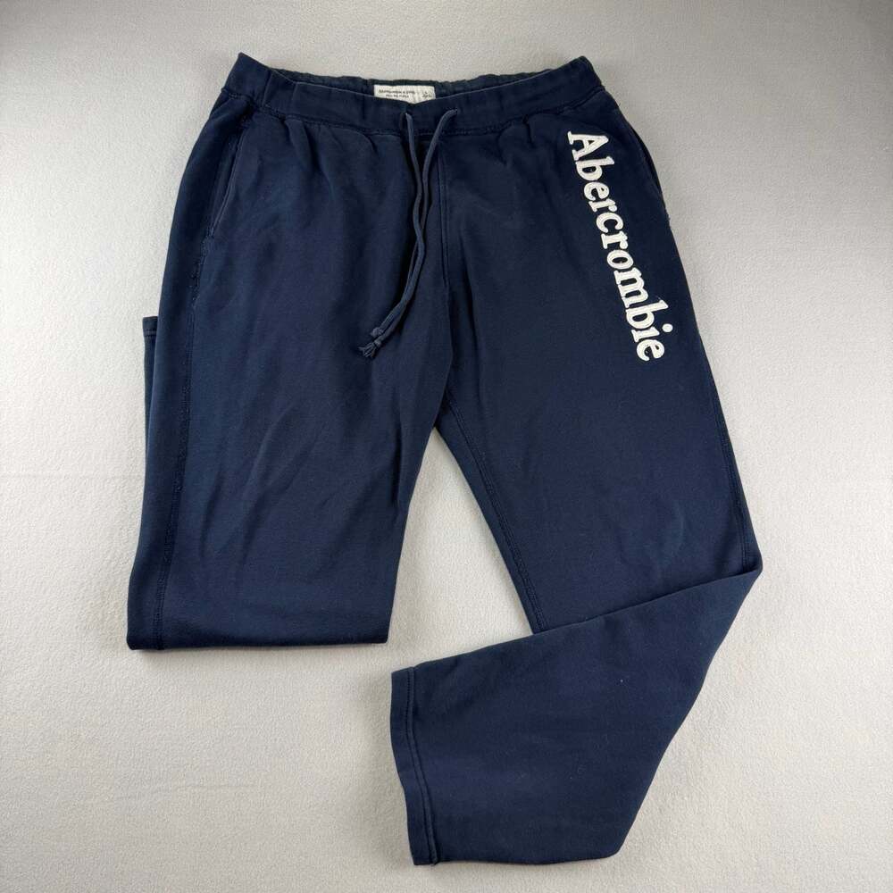 ABERCROMBIE & FITCH FLEECE ICON SWEATPANTS NAVY BLUE MENS SIZE L